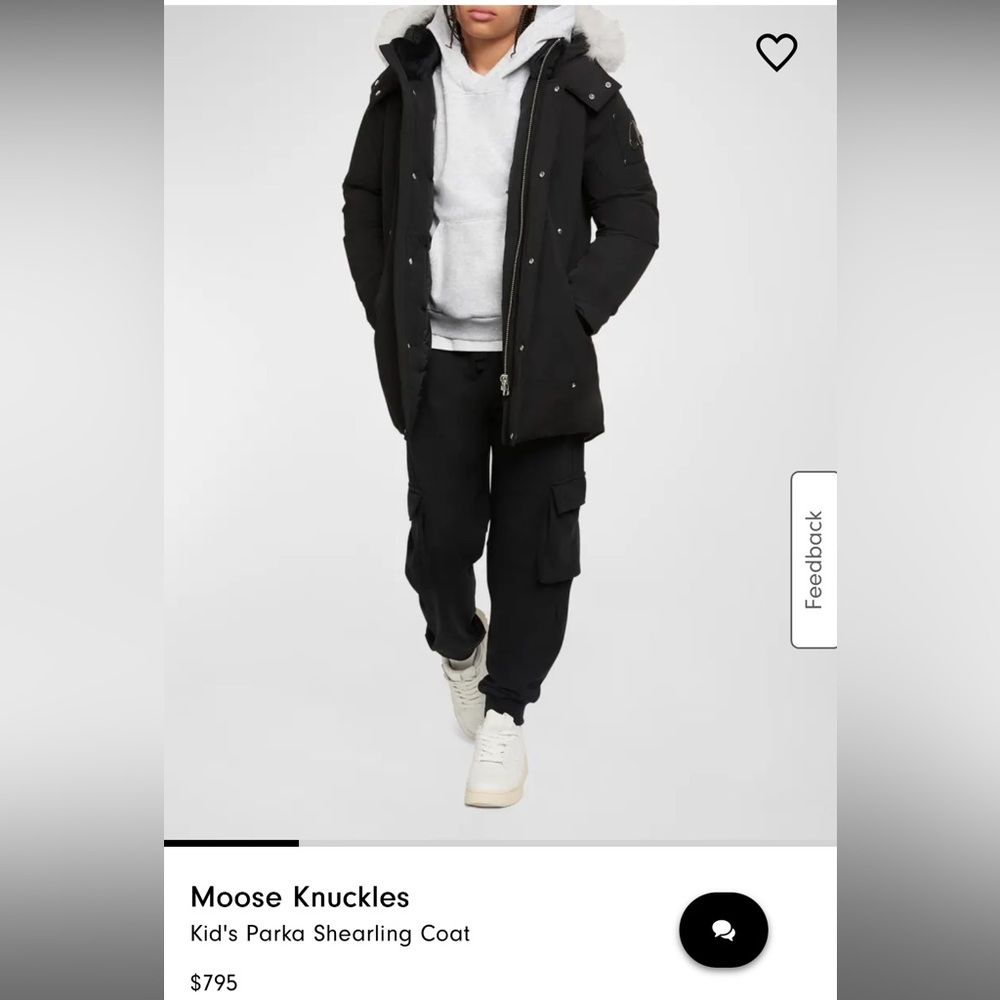 Moose Knuckles Black Kid's Parka with Shearling Hood